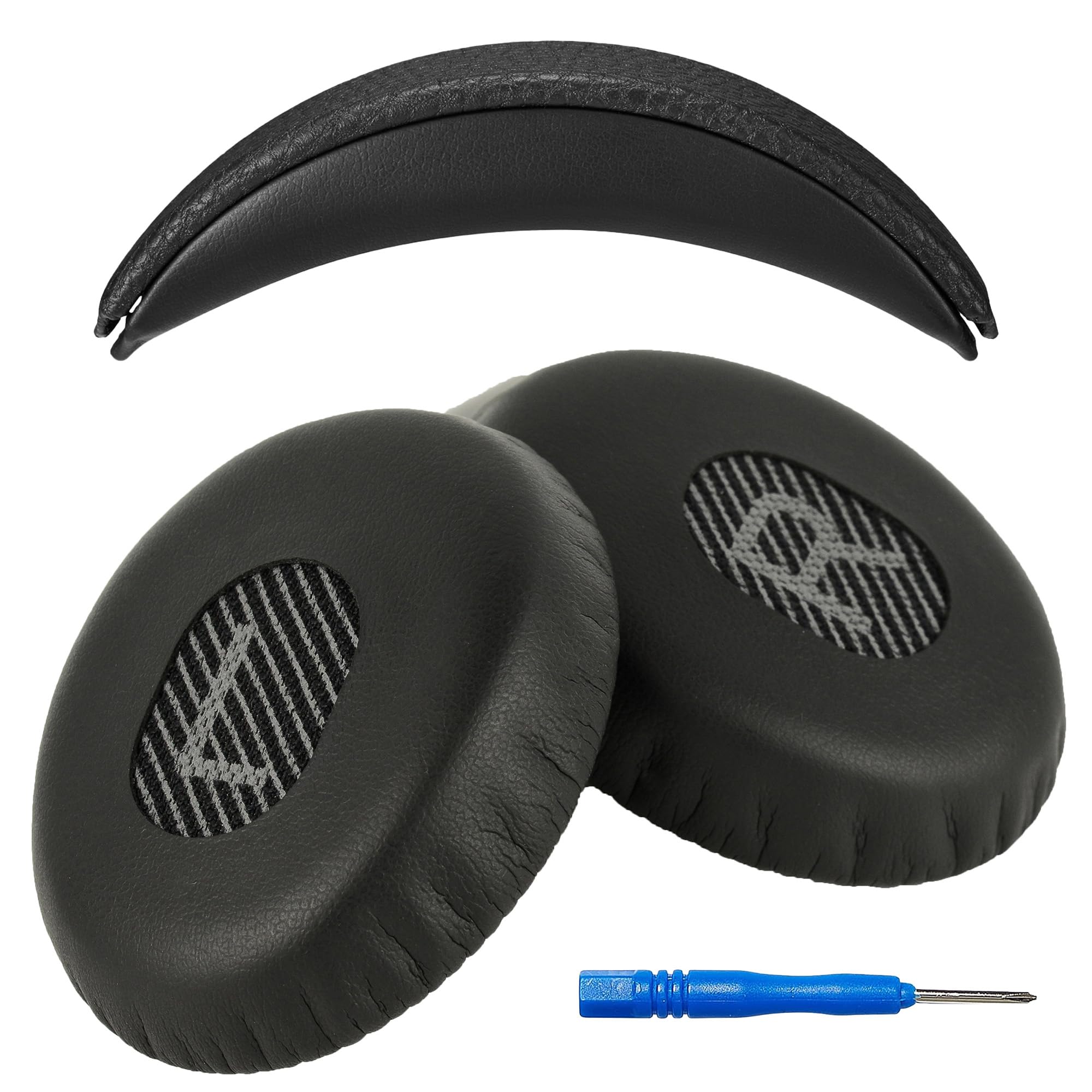 AHG Accessory House Global Replacement QC3 and On-Ear ear pads and Headband pad cushion kit. Compatible with Bose QuietComfort 3 (QC3) / On-Ear Headphones (Black). 3D Printed HB | Seamless DIY Fit