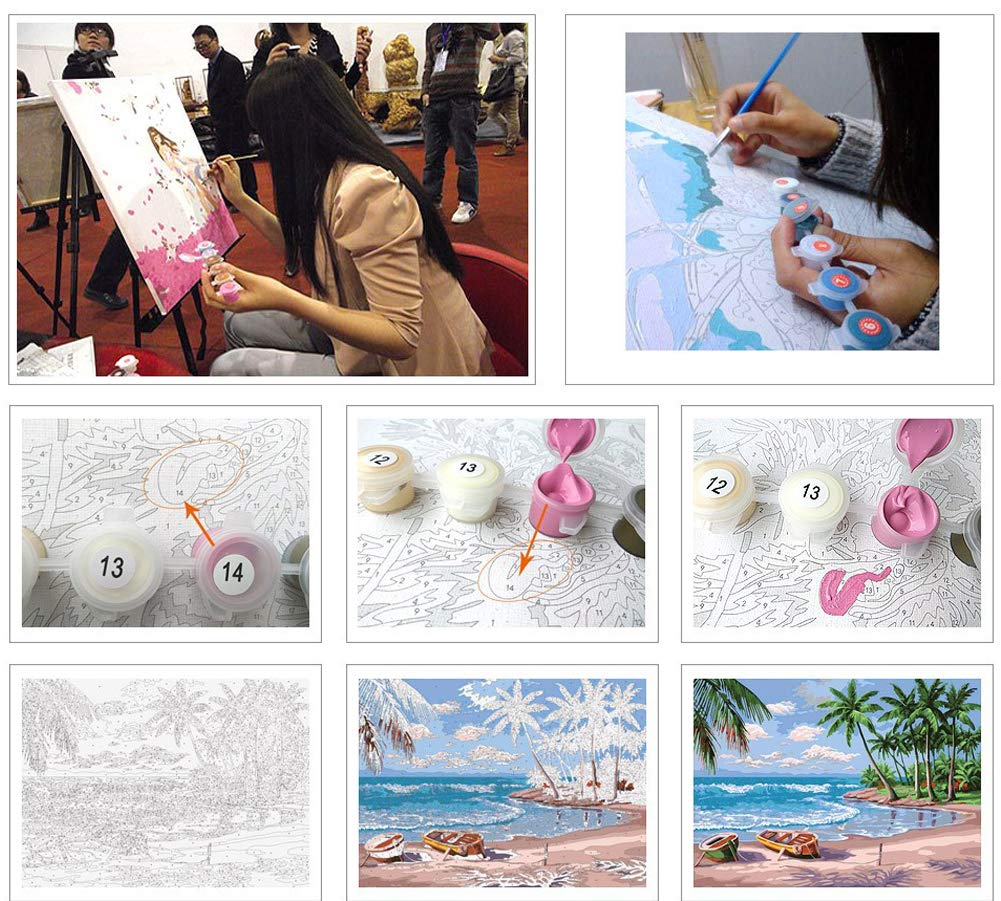 DIY Oil Painting Numbers Kit Acrylic Painting Kit for Kids and Adults Living Room Decorative Wall Painting Frameless 16x20 Inch (Rich Tree, 40 x 50 cm)