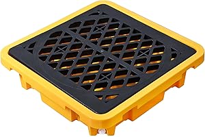Cjgyz Spill Containment Pallet 26.4"x26.4"x6" - Anti-Slip Leakproof Detachable Plastic Tray with Drain - for Industrial/Outdoor Uses (1 Pcs)