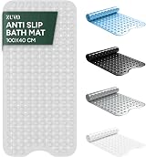 Zuvo Extra Long Bath Mat 100x40cm Clear Non Slip Anti Mould Machine Washable