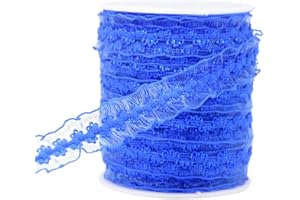 JESEP YONG 25 Yards Royal Blue Elastic Ruffle Ribbon for Sewing 3/4 inch Stretch Organza Lace Trim Crochet Elastic Band Clothing and Garment for DIY Headband-Clothes-Embellishment-Hat