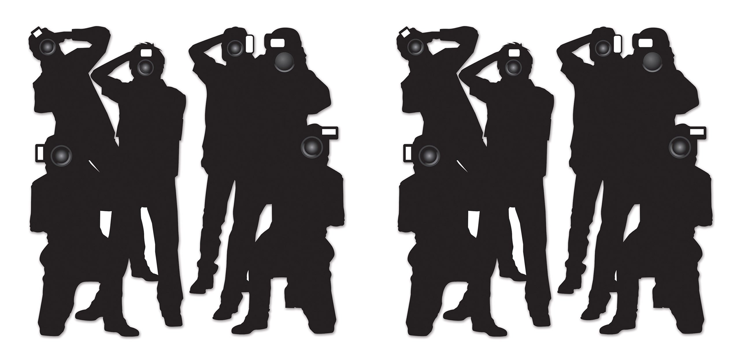 Photo 1 of Beistle Paparazzi Cutouts – 4-Count Thin Printed Clear Plastic Hollywood Photographer Wall Backdrop Decorations for Awards Night Parties Celebrity Photo Props and VIP Event Décor, 5'3"
