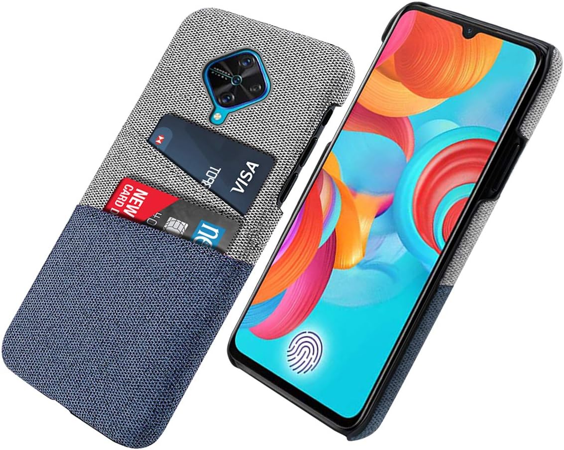Runbiu Compatible with Vivo V17 Vivo S1 Pro (Indian Version), Ultra-Thin Slim Full Protection Cover Wallet Case with 2 Card Holder Fabric Design PC Hard Back Phone Case for Vivo V17 Vivo S1