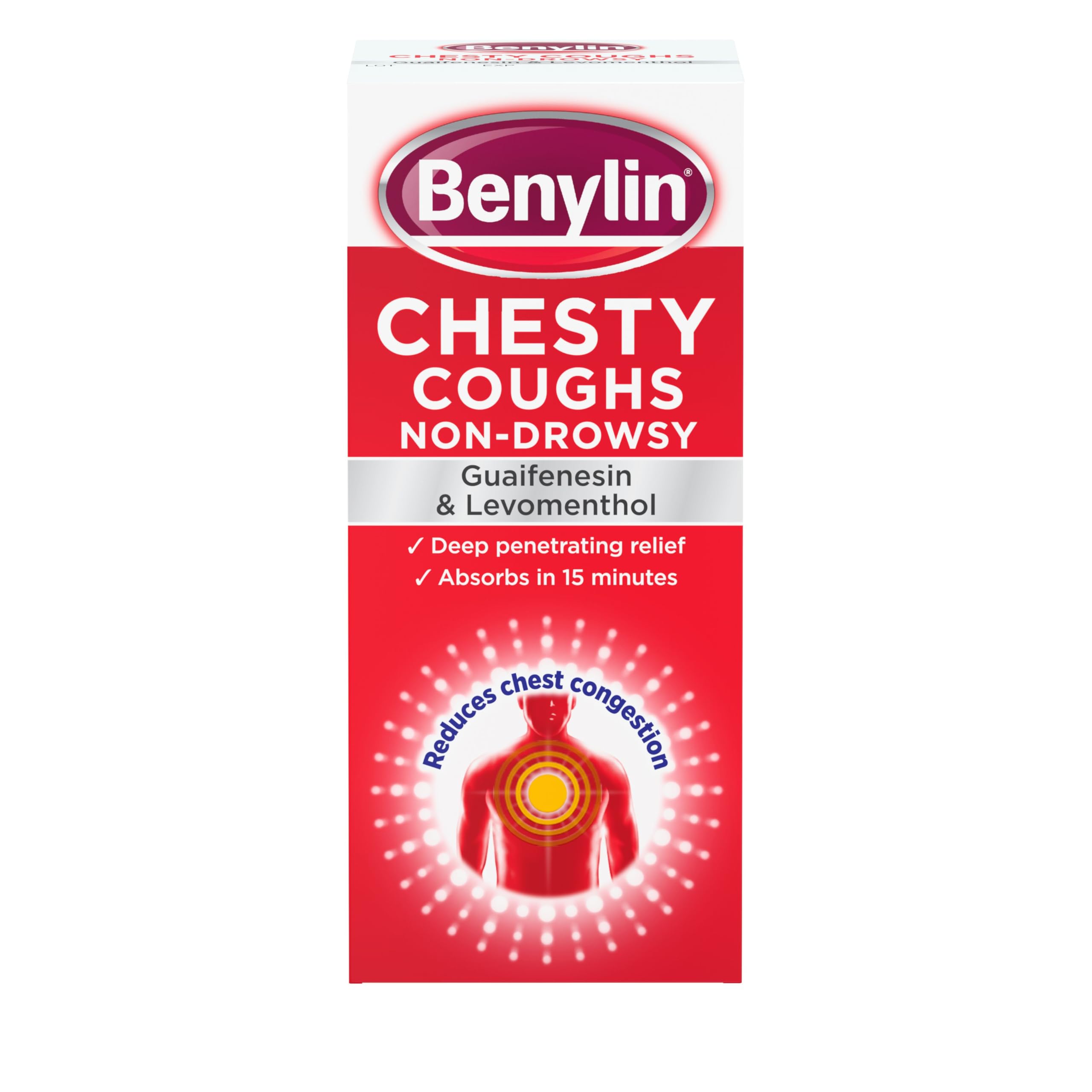 Benylin Chesty Coughs Non-Drowsy (1x 300ml), Cough Syrup for Deep Penetrating Relief, For Mucus Relief and Reduces Chest Congestion, Cough Syrup Soothes Your Cough Fast