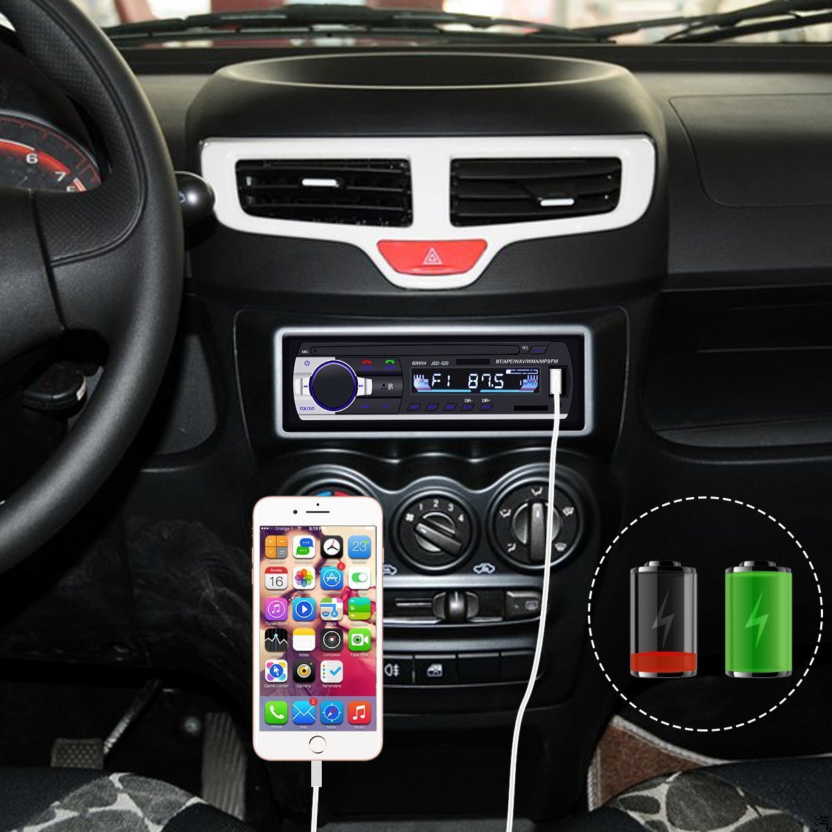 Car Stereo Player with Bluetooth, Huicocy Single-Din Version, USB / SD / MMC AUX/ Remote Control Digital Media Receivers Audio Receiver/MP3/WMA Player/FM Radio