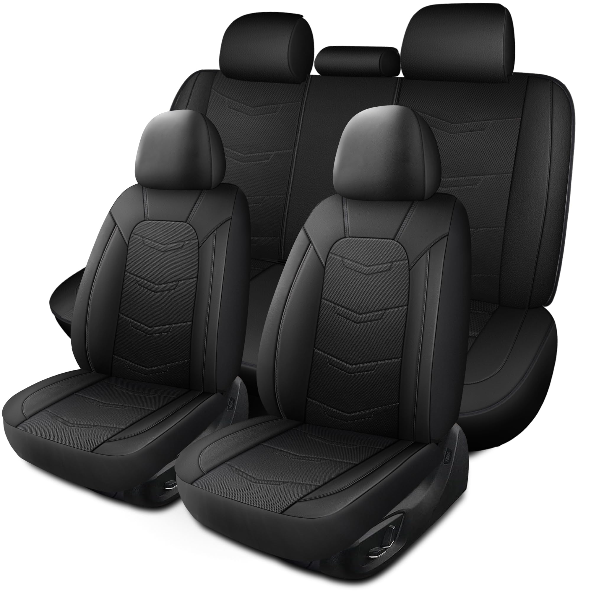 Premium Leather Car Seat Covers Full Set | 5-Seat Waterproof Protection | Universal Fit For Cars, Trucks & SUVs