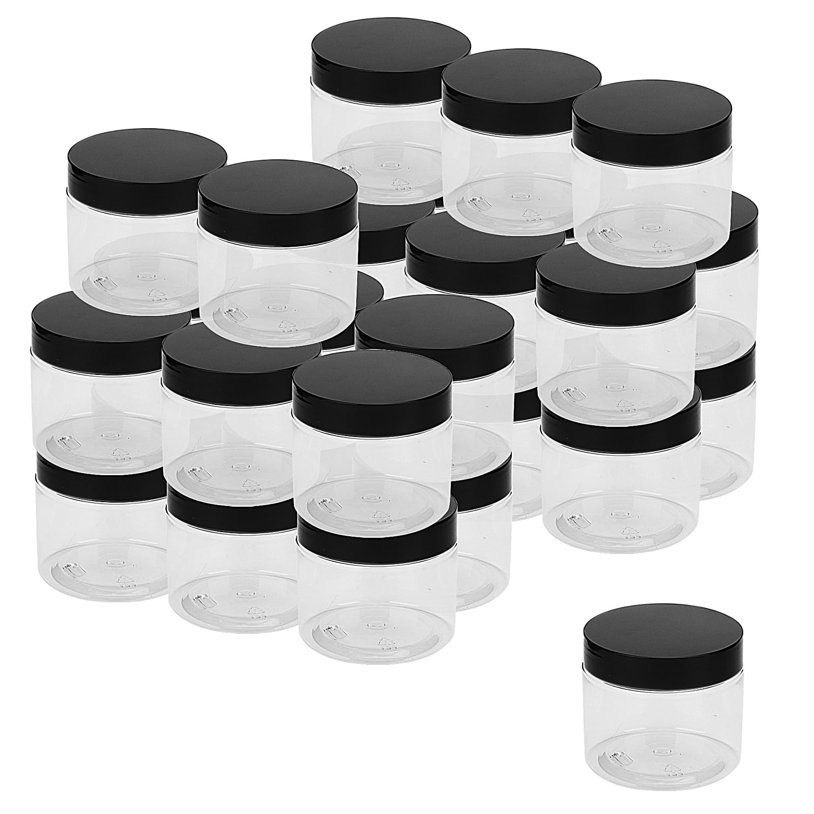 MUKCHAP 30 Pack 150ml Clear Plastic Jars with Lids, Round Empty Storage Jars Containers, Wide Mouth Plastic Container for Spice, Sweet, Jam, Nut