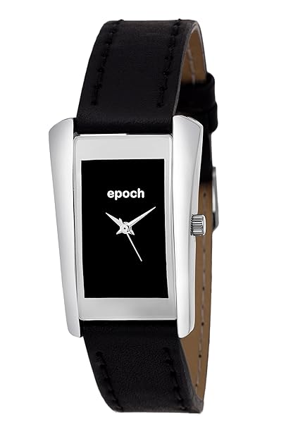 Epoch Analog Stylish Fashionable Black Square Dial Leather Strap Watches for Women and Girls