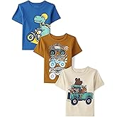 The Children's Place Baby-Boys and Toddler Dino,Animals,Sharks Short Sleeve Graphic T-Shirts,3 Pack