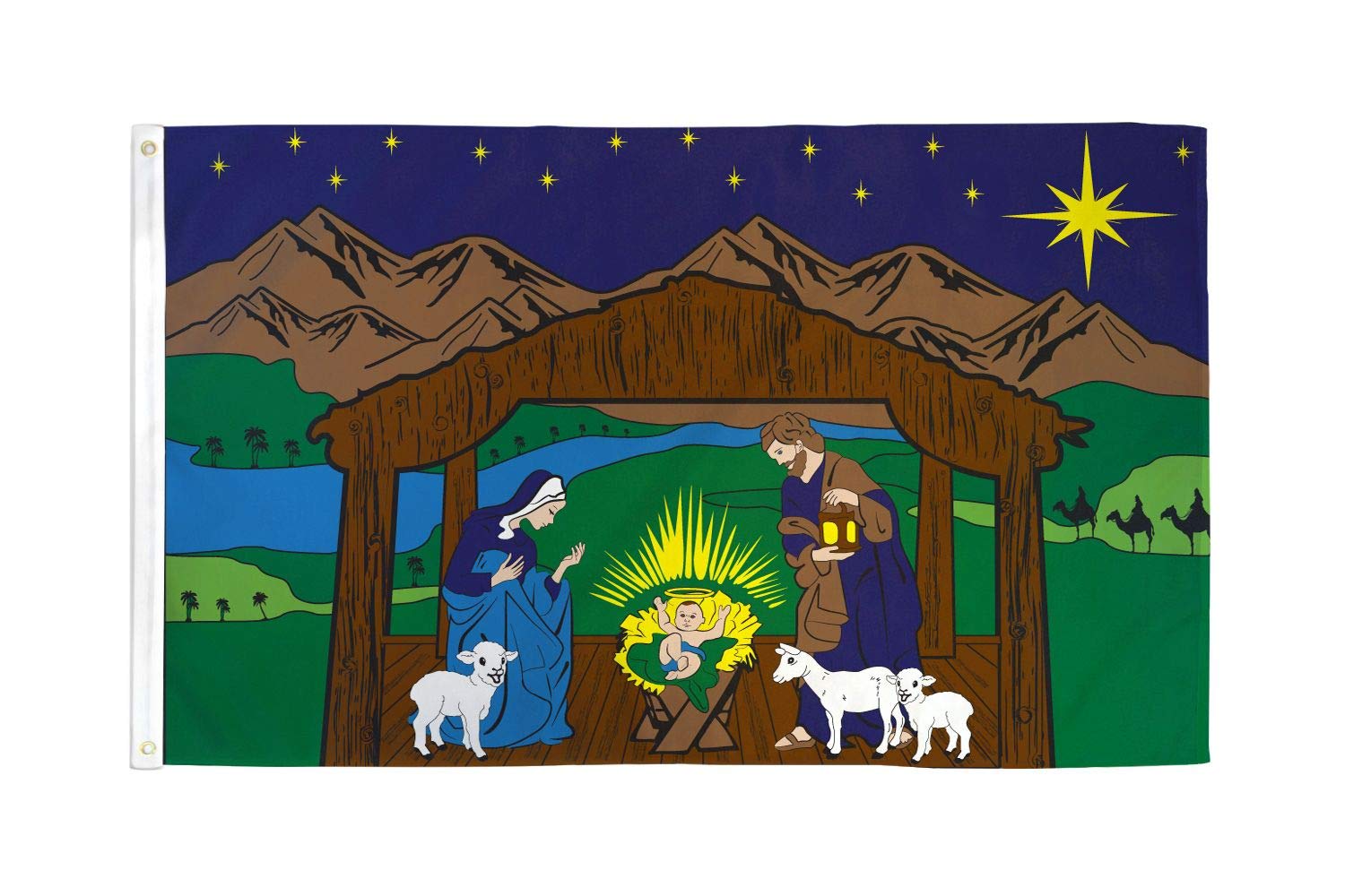 AZ FLAG - Nativity Scene Flag - 3x5 Ft - 100D Polyester Jesus Banner with Two Metal Grommets - Fade Resistant - Vivid Colors - 3' x 5' Feet - 150x90 Cm