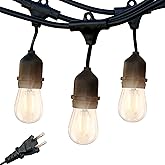 Brightech Ambience Pro - Waterproof LED Outdoor String Lights - Hanging, Dimmable 2W Vintage Edison Bulbs - 48 Ft Commercial Grade Patio Lights Create Cafe Ambience In Your Backyard