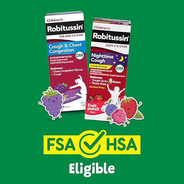 CHILDREN’S ROBITUSSIN DM DAY AND NIGHT COUGH RELIEF VALUE PACK, COUGH MEDICINE, GRAPE/FRUIT PUNCH FLAVOR – 4 FL OZ X 2