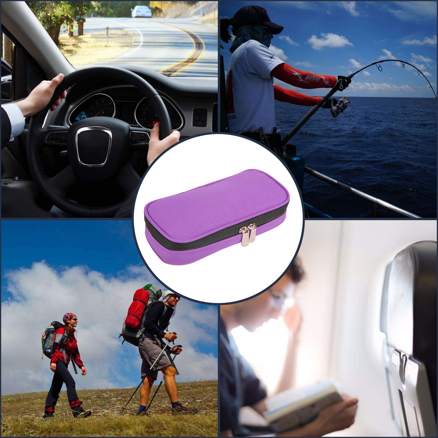 Apollo Walker Insulin Cooler Travel Case Diabetic Medication Cooler with 2 Ice Packs and Insulation Liner(Purple)