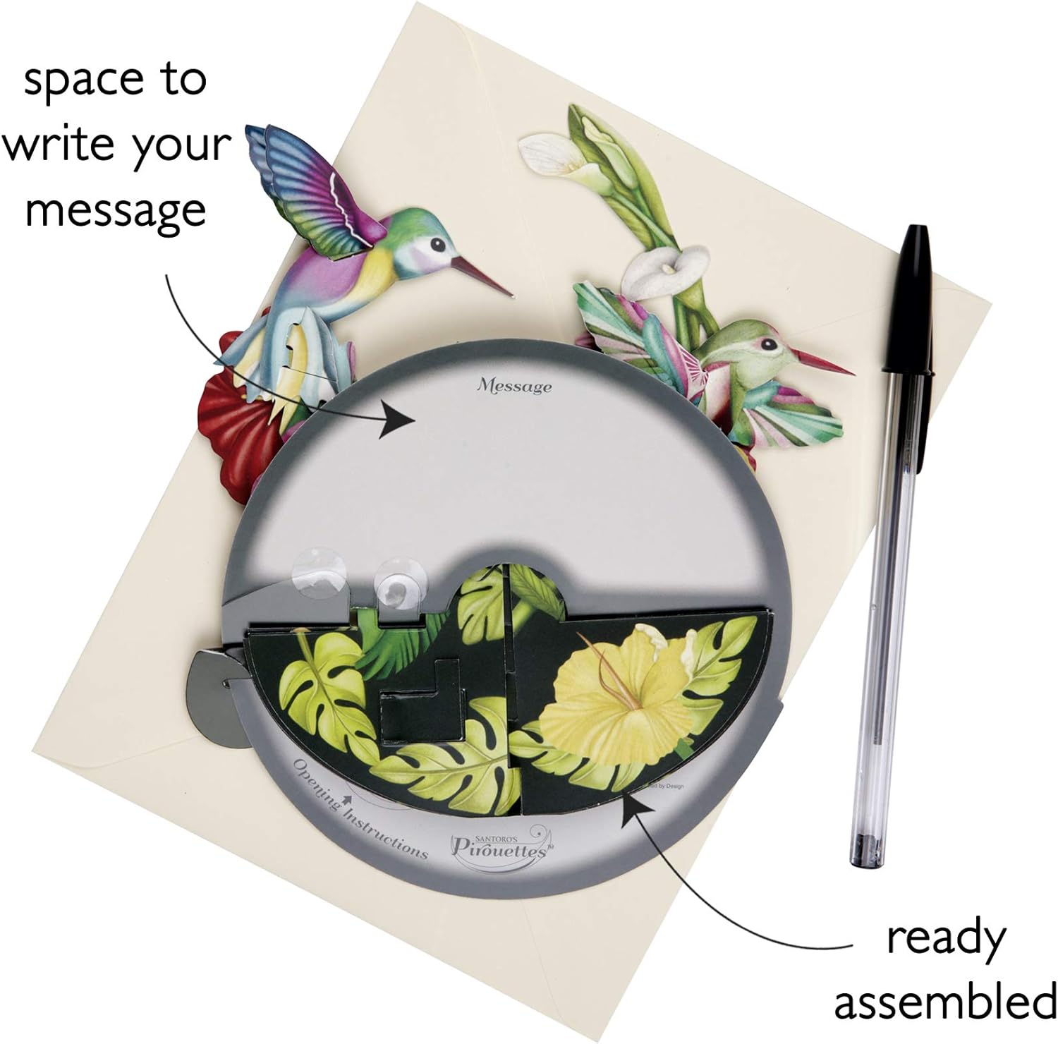 SANTORO Pirouette, 3D Pop Up Greeting Card - Hummingbirds - for Her Him, Mum, Wife, Sister, Daughter, Birthday, Bird Lovers - Image 5