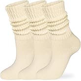 COZYOFFI Slouch Socks Crew Women: 98% Cotton 3 Pairs Socks with Boot Sneakers