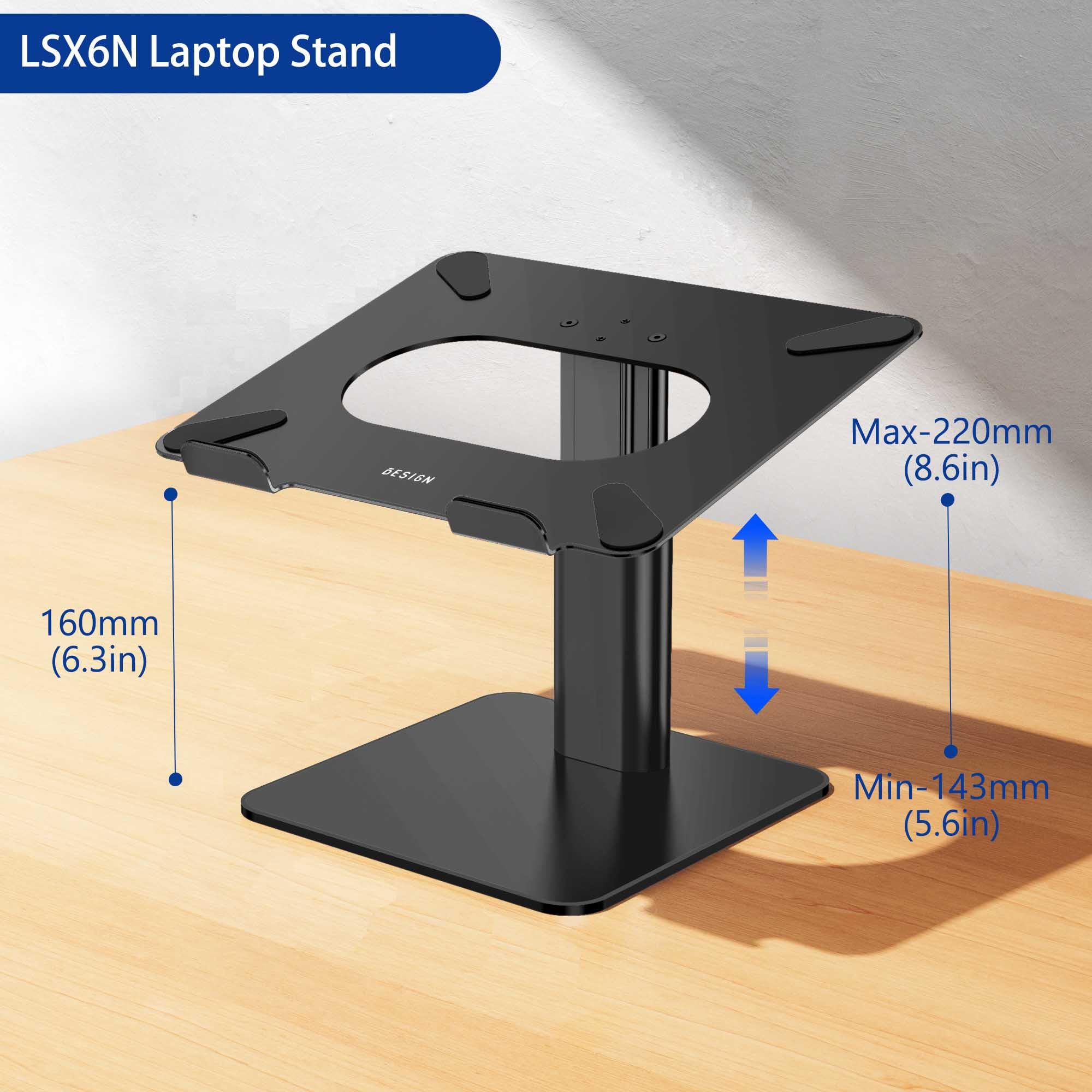 BESIGN LSX6N Laptop Stand, Ergonomic Adjustable Notebook Riser Holder, Computer Stand Compatible with Air, Pro, Dell, HP, Lenovo More 10-15.6" Laptops, Black - Image 4
