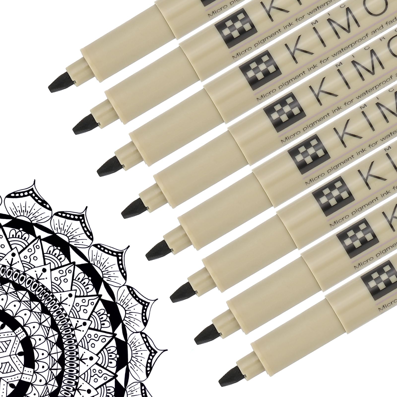 PATIKIL Micro Pen Fineliner Pens, 8Pcs 2mm Medium Point Drawing Pens Waterproof for Archival Artist Calligraphy Illustration Journaling Sketch, Black