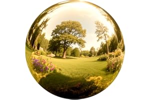 Mageeki 12 Inch Stainless Steel Gazing Ball, Garden Gazing Globe Mirror Ball, Polished Shiny Sphere for Garden Yard Outdoor, Swimming Pool Decoration (Gold)