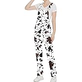 YXLUOKY Cow Print Overalls for Women Fashion Animal Pants Cute Jumpsuits Bibs Coveralls