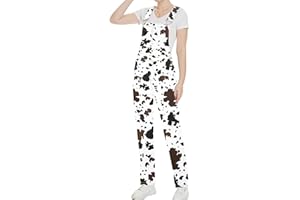 YXLUOKY Cow Print Overalls for Women Fashion Animal Pants Cute Jumpsuits Bibs Coveralls