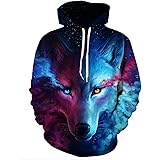 winter men's digital print long sleeve double color wolf sweatshirt