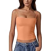 QINSEN Women's Double Lined Basic Tank Top Adjustable Spaghetti Straps Sleeveless Camisole Shirts