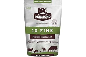 REDMOND 10 Fine Natural Livestock Mineral Salt, OMRI Listed, 5LB Bag