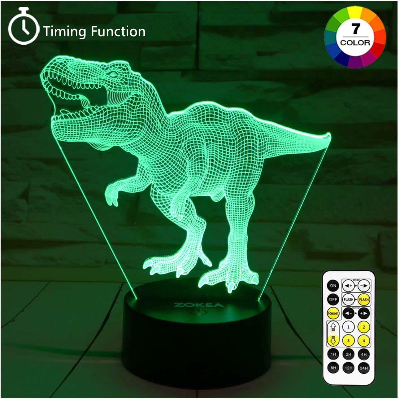 Dinosaur Toys,T Rex 3D Night Light 7 Colors Changing Night Lights for Kids with Timer & Remote Control&Smart Touch,T Rex Toys Birthday Gifts for Boys Girls Age 2 3 4 5 6+ Year Old Boy Gifts(T-Rex 1)