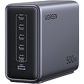 UGREEN Nexode 500W GaN Charging Station, 6-Port USB-C & USB-A with 240W Single Port, Smart Temperature Control & Space-Saving Design for iPhone 17/16/15, Galaxy S25/S24, MacBook Pro/Air, iPad, Laptops