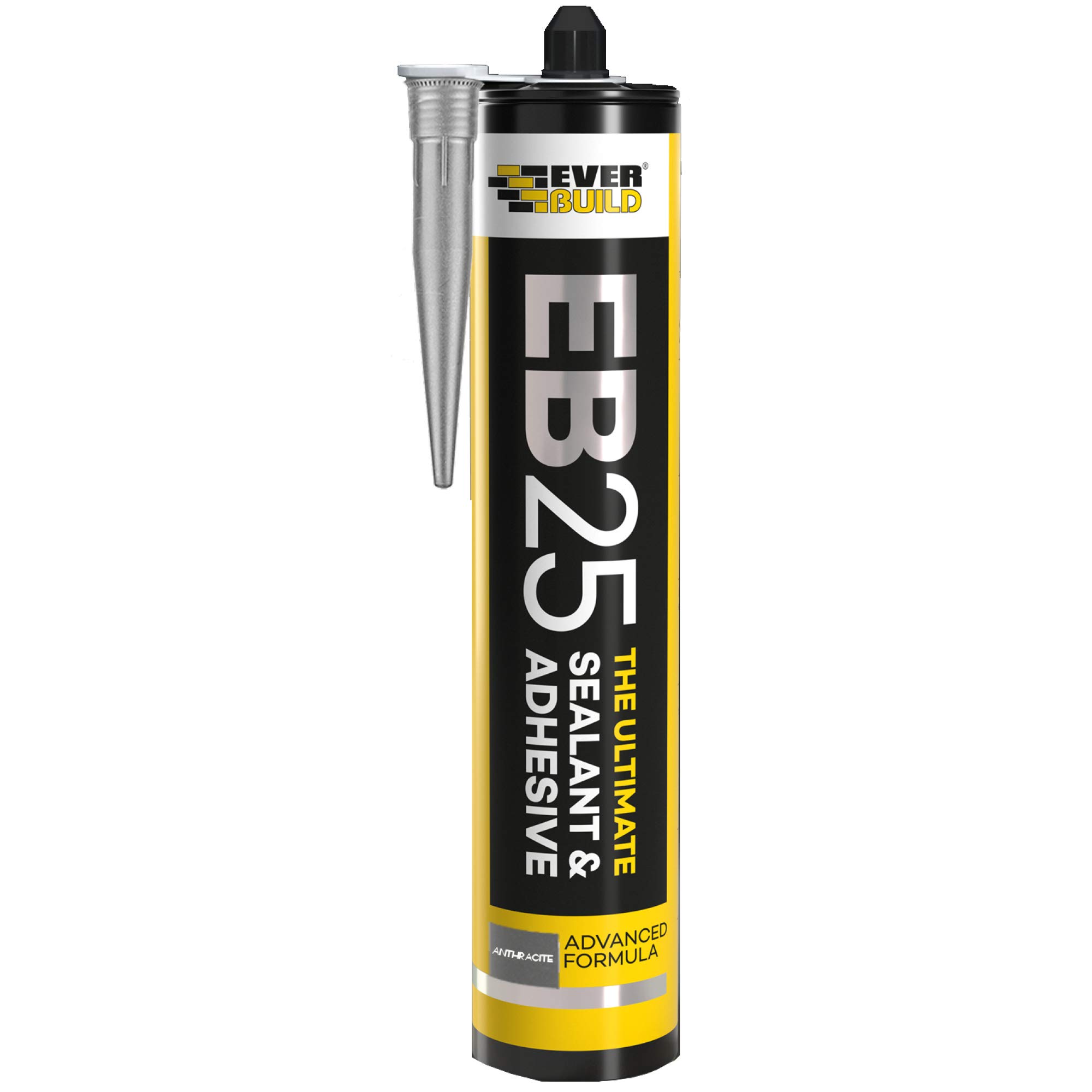 Everbuild EB25 The Ultimate Sealant and Adhesive Cartridge – Hybrid Polymer Adhesive – Waterproof and Weatherproof – Anthracite – 300ml
