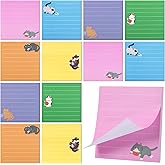 JIANTA 24 Pack Cat Sticky Notes, 6 Colors Lined to Do List Notepads, 3 x 3in Cute Animal Self-Stick Notes with Lines for Office, School (960 Sheets)