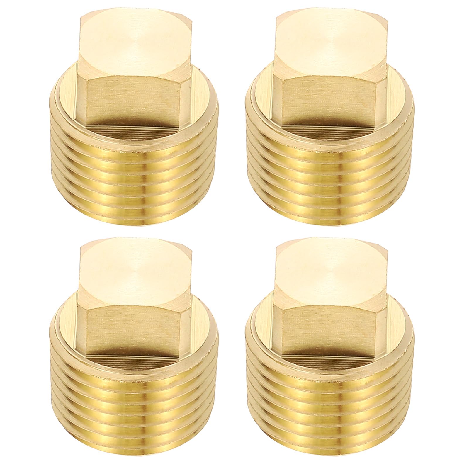 Photo 1 of PATIKIL 1/2" NPT Male Brass Square Plug Fittings, Brass Cored Plug with Square Head Pipe Fittings Tubing End Sealing Cap for Boat, Drain Plug, Gas, Fuel Line
