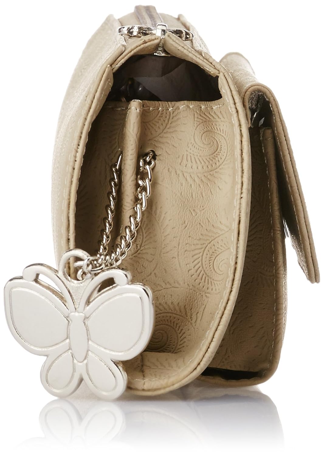 butterflies women's clutch (beige)(bns 2109)