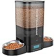 HoneyGuaridan 5L Automatic Cat Feeder for Two Cats, Cat Food Dispenser with Stainless Steel Bowl,Timed Feeder Programmable 1-6 Meals Control, Dual Power Supply,Desiccant Bag Black