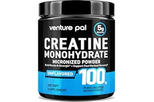 Venture Pal 100% Pure Micronized Creatine Monohydrate Powder, Unflavored Creatine for Women & Men, Vegan, Keto, Gluten Free, 5 g (5000mg) per Serving, Creatina Monohidratada en Polvo