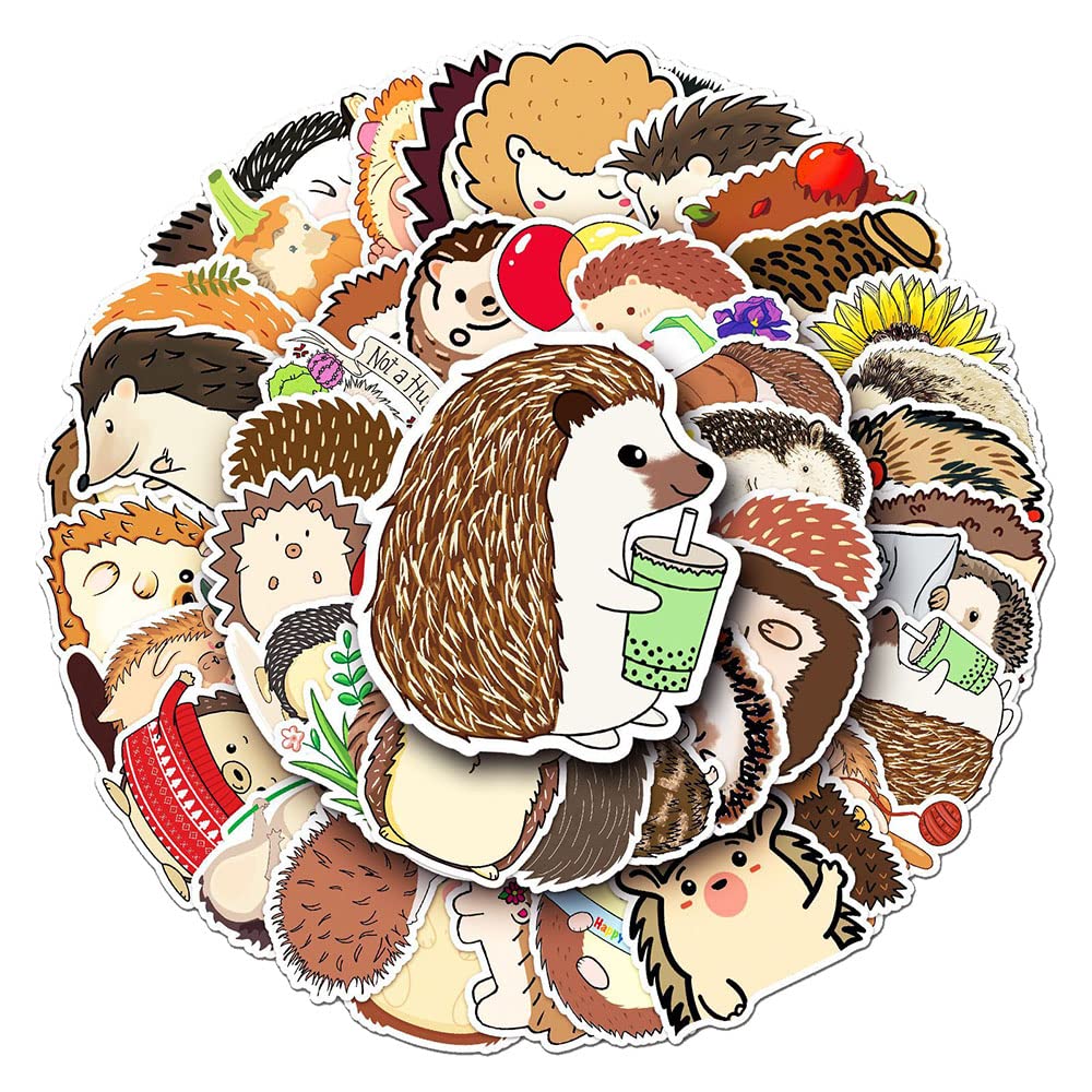 Cute Hedgehog Vinyl Stickers, 50 PCS Waterproof Animal Decals for Laptops, Scrapbooking, Notebooks, Water Bottles, Suitcases, Phones & DIY Decor — image 1