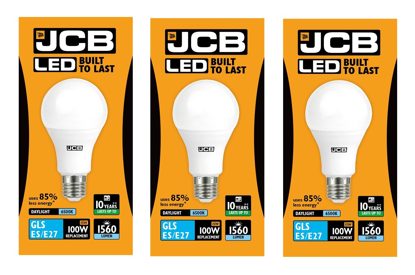 JCB LED GLS Bulbs (6w=40w 10w=60w 15w=100W) LAMP BC B22 ES E27 3000k / 6500k (15w - E27 Screw - 3000k Warm White - x3)