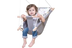 GLADSWING Baby Swing for Baby and Toddler, Canvas Baby Hammock Swing Indoor and Outdoor with Safety Belt and Mounting Hardware, Wooden Hanging Swing Seat Chair for Baby up to 3 Years -Cute Animal