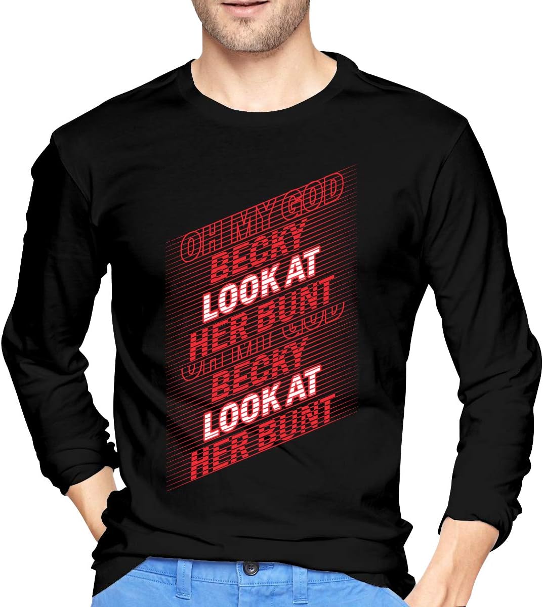 JILILY New Art Oh My God Becky Look at Her Bunt Fashion Tshirts Long Sleeve 100% Preshrunk Cotton for Men Black