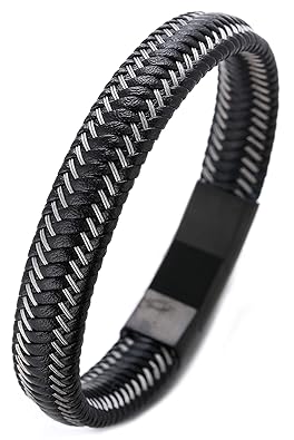 Halukakah ? Jazz ? Herren-Armband Handgefertigt | Echtleder Schwarz & Braun | Magnetverschluss Edelstahl in Schwarz & Silber|
