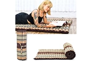 Leewadee - Kapok Roll Mat – Handcrafted Folding Sleep & Relaxation Mattress from Thailand, Ideal as Guest Bed, Camping Mat, Yoga Mat or Traditional Futon, 75 x 39 inches, Brown