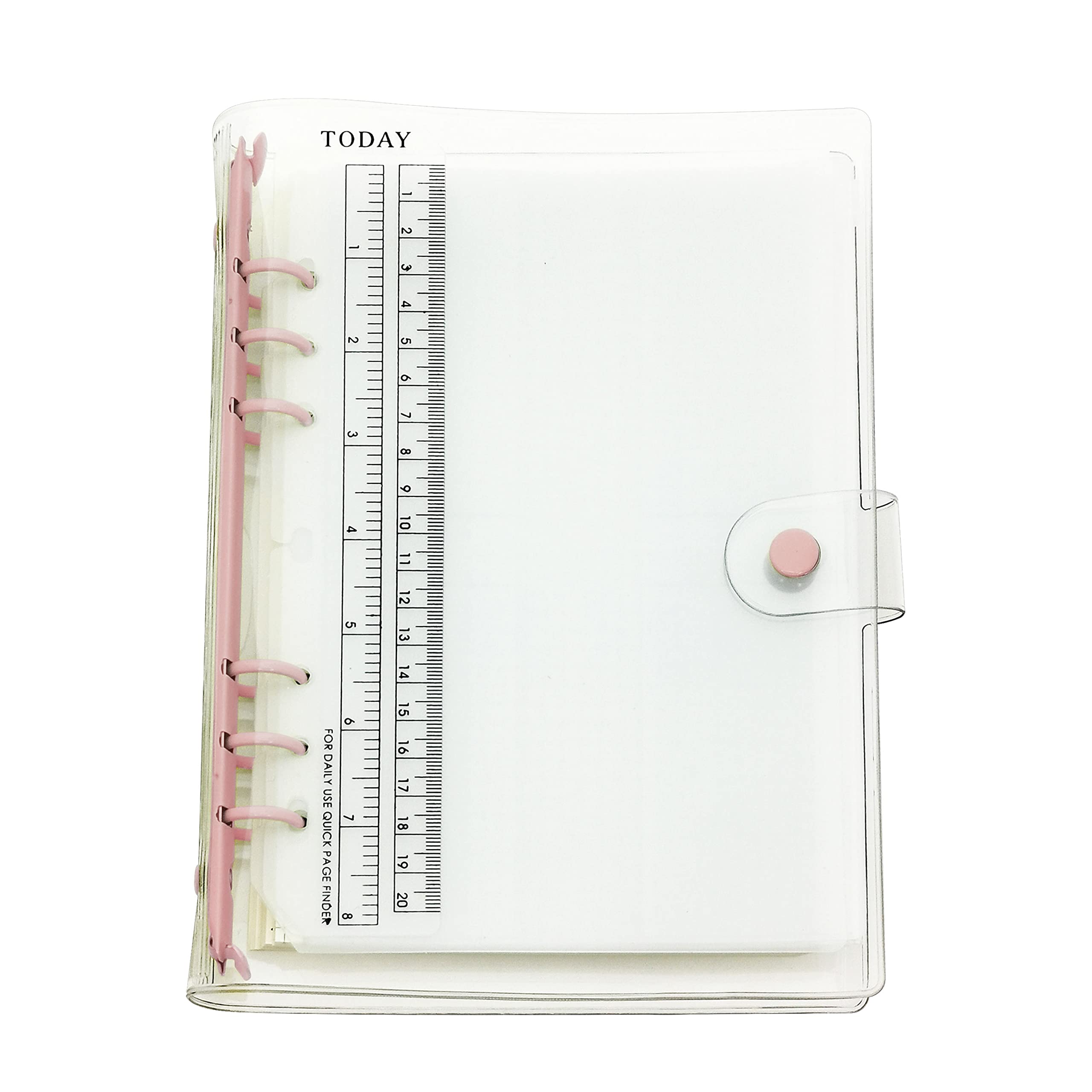 A6 A5 6-Holes Colorful PVC Cover Round Ring View Binder with Snap Button Closure File Folder (Sugar Coral, A5 Combo)