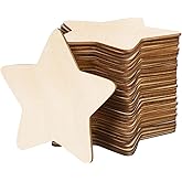 IMIKEYA 50pcs Unfinished Wooden Stars: Natural Wooden Star Cutouts Children DIY Painting Wooden Chips Star Shaped Cutout Blank Wood DIY Crafts DIY Wood Slices for Christmas Wedding Party Home Decor