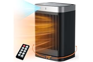 ABOLEE Space Heaters with Motion Sensor, 1500W Ceramic Heating with Remote, Portable Electric Heaters for Indoor Use with Thermostat, 70° Oscillating, Digital Thermostat, for Bedroom Home Office