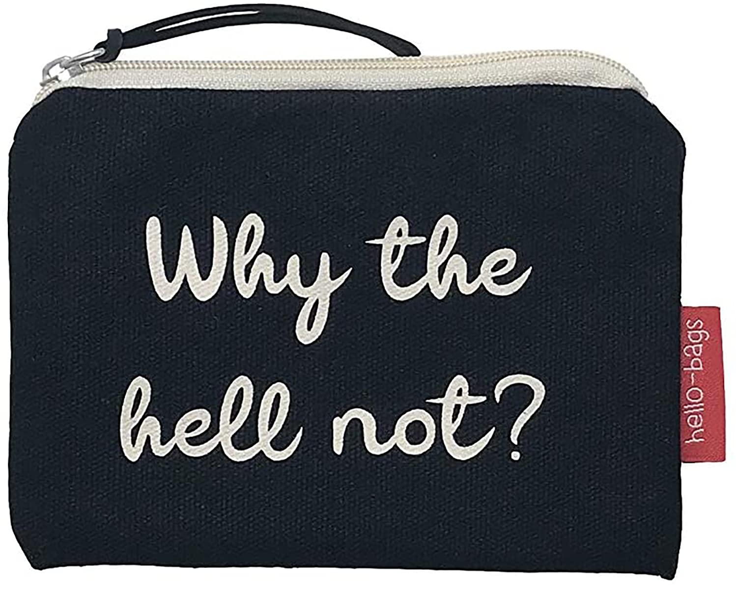 hello-bags. Coin Purse/Small Pouch. Exterior: 100% Cotton. Includes zipper and lining. Packed in a gift kraft envelope. Model: “WHYTHE”. Color: Black. Measurements: 14 * 10 cm.