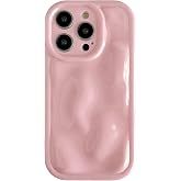 Caseative for iPhone 14 Pro Case, Pink | Water Ripple Wave Meteorite Bubble Pattern Chrome Plating Soft