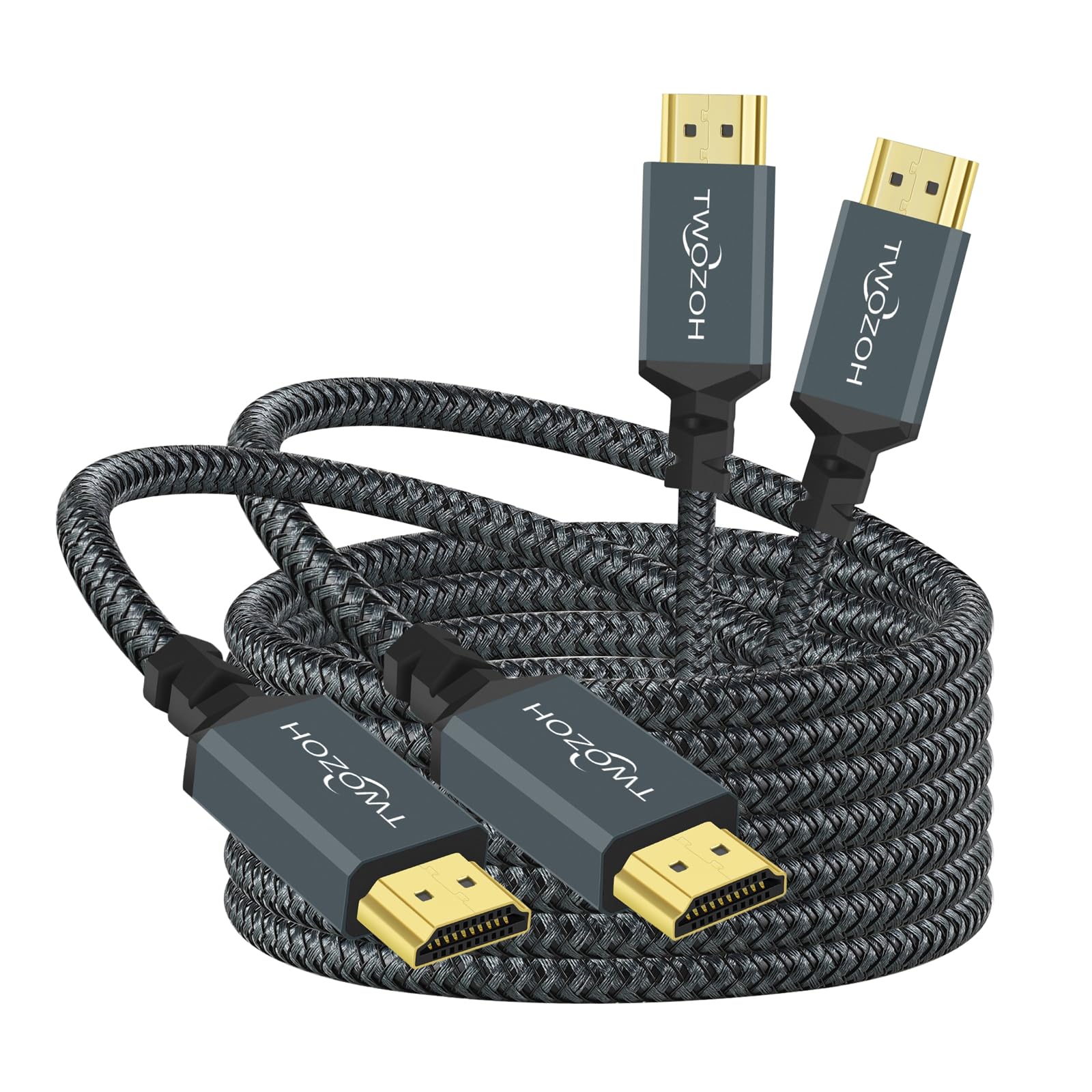 Twozoh 4K HDMI Cable 5M 2 Pack, Nylon Braided HDMI Lead Support 18Gbps 3D/4K@60Hz/ 2160P/1080P