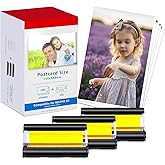Ink Photo Paper Set Compatible with Canon Selphy CP1500 CP1300 CP1000 CP1200 CP910 KP108 3Color Ink Cartridge and 108 Sheets 