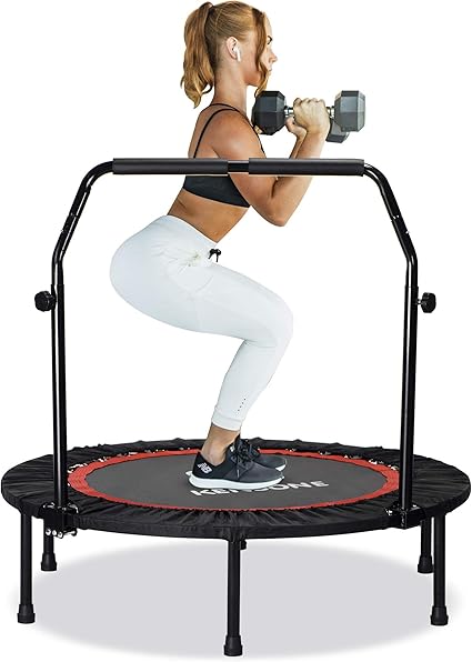 foldable exercise trampoline with bar