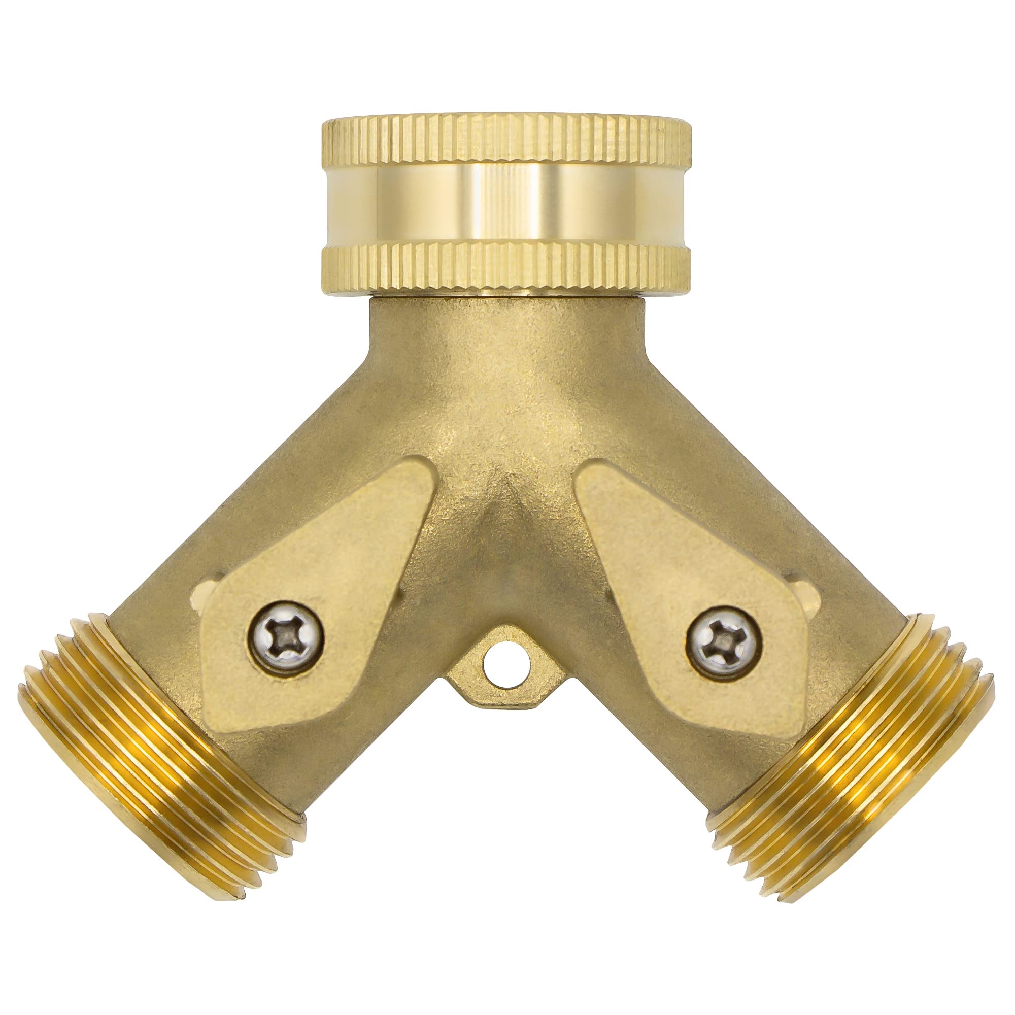 'Variosan 2-Way Y Splitter 10964, 3/4-Inch Brass Hose Connector with Shut-Off Valves